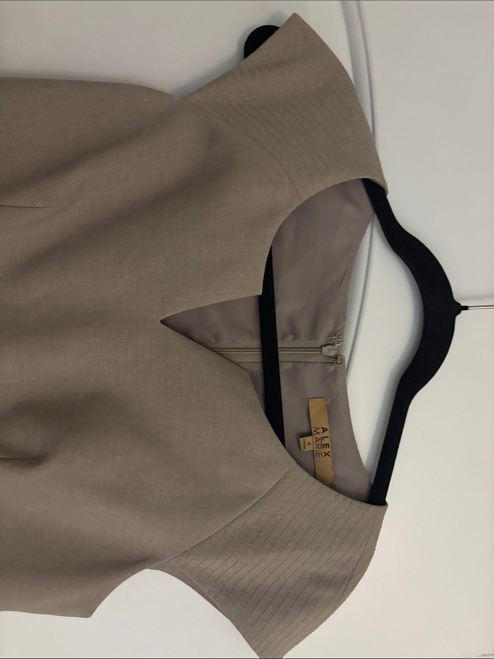 Alex Marie Neutral Taupe Sheath Midi Dress